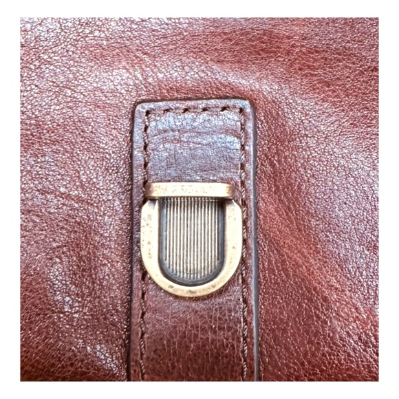 FOSSIL Brown Leather Briefcase Bag Shoulder Crossbody 15”x11”x3.5” Office - Picture 6 of 16